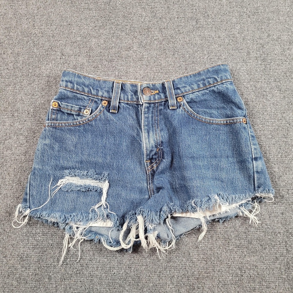 Levis‎ 517 Cutoff Shorts Womens 26 Blue Denim Distressed Raw Hem Casual Summer
